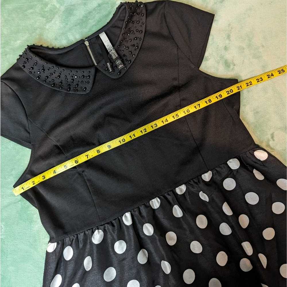 Kensie Bedazzled Collar Flared Polkadot Dress Wom… - image 3