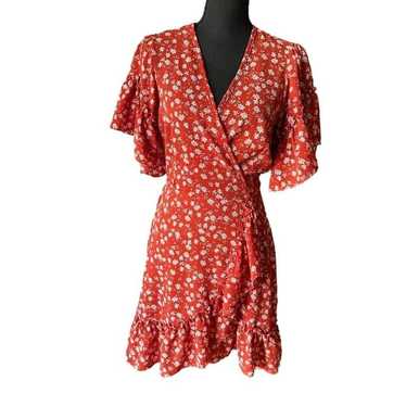 Max Studio Red Floral Wrapped Dress