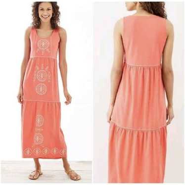 NWOT Coral Boho Embroidered Maxi Dress