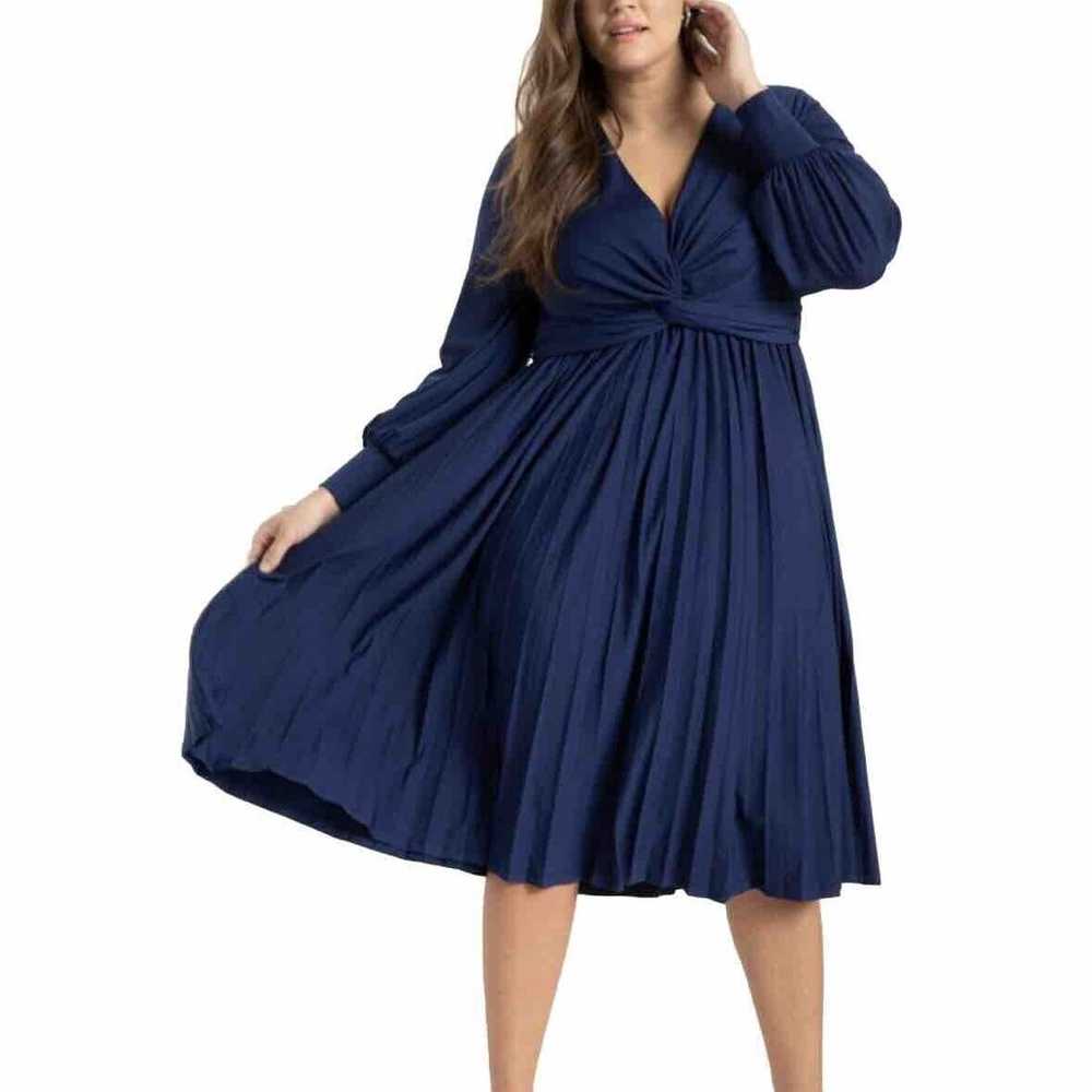 Eloquii Dress Women 20 Blue Knot Front Pleated Sk… - image 1
