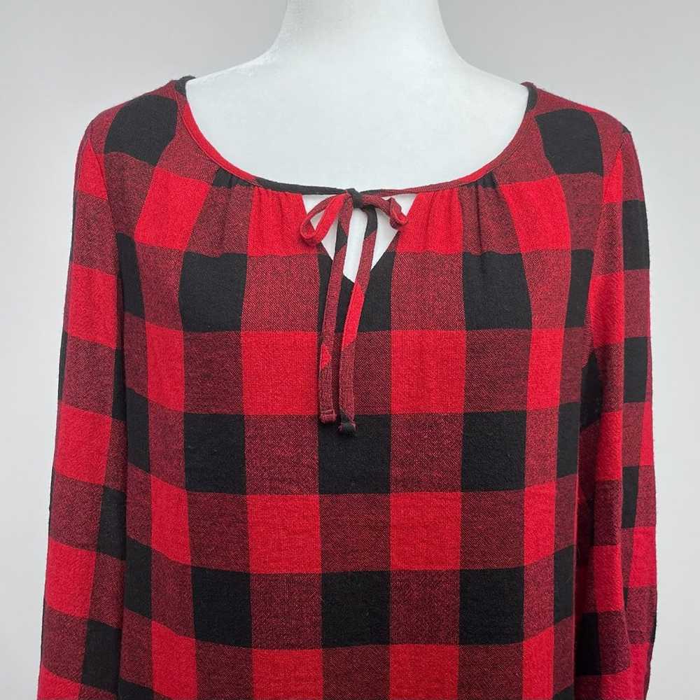 Madewell Buffalo Plaid Wool Blend Tie Front Red B… - image 3