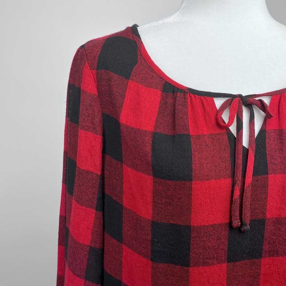 Madewell Buffalo Plaid Wool Blend Tie Front Red B… - image 4
