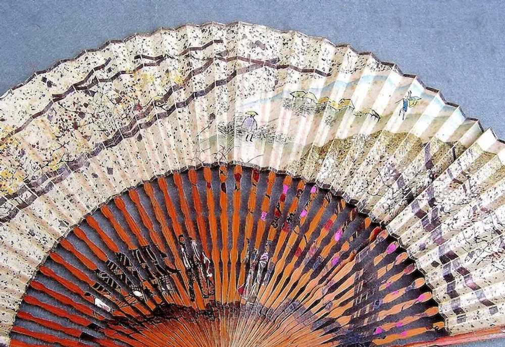 Two vintage Chinese fans pierced sandalwood with … - image 6