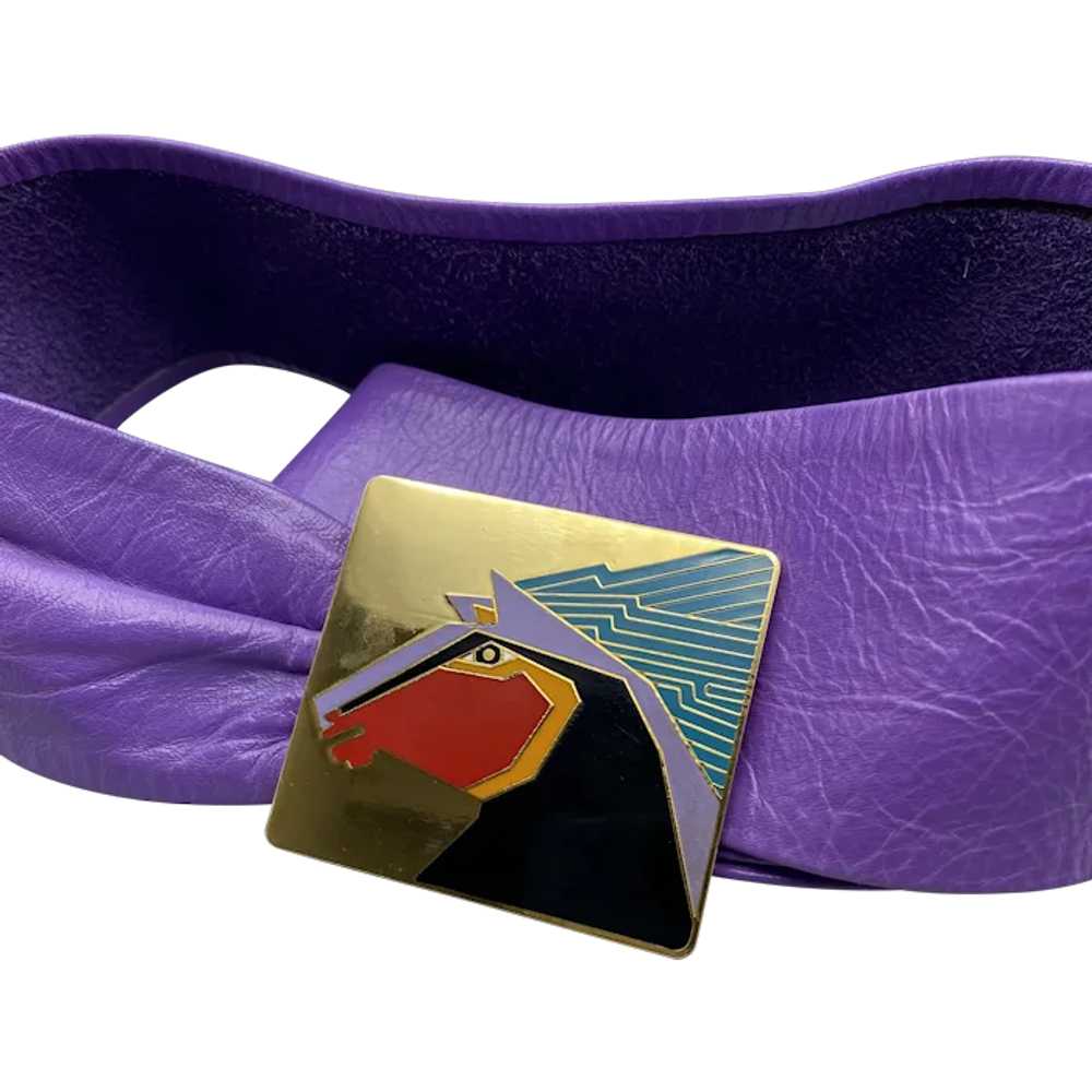 Vintage Laurel Burch "Stallion" Purple Leather Be… - image 1