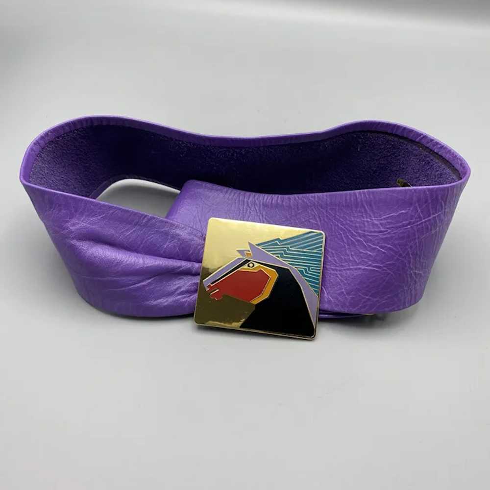 Vintage Laurel Burch "Stallion" Purple Leather Be… - image 2