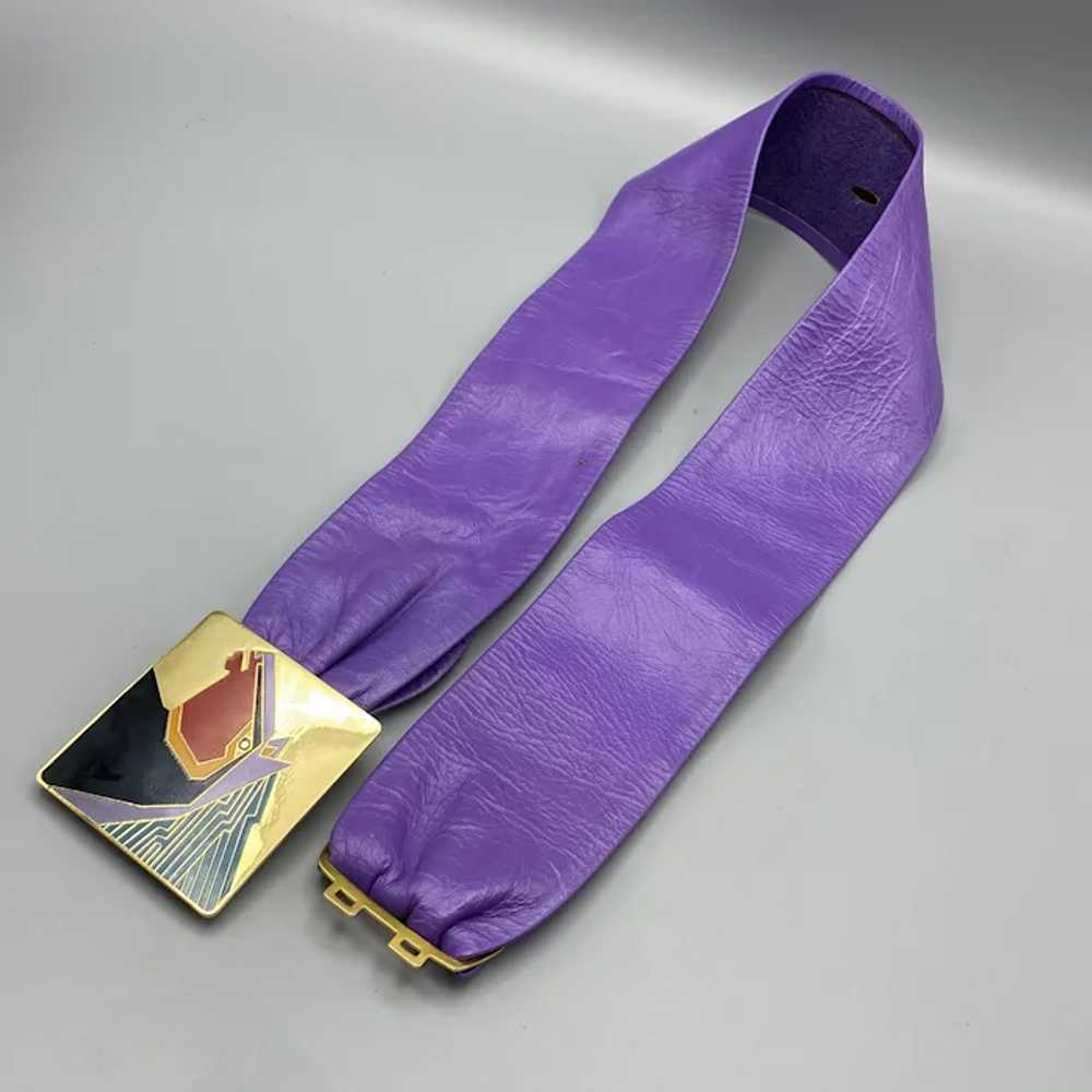 Vintage Laurel Burch "Stallion" Purple Leather Be… - image 7