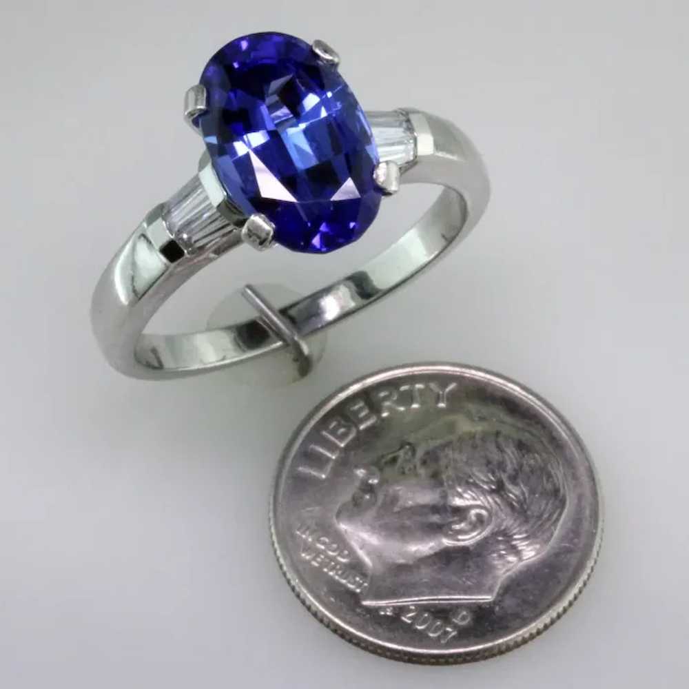 Platinum Tanzanite and Diamond Ring - image 6