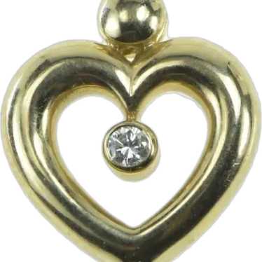 14K Diamond Inset Heart Classic Love Symbol Pendan