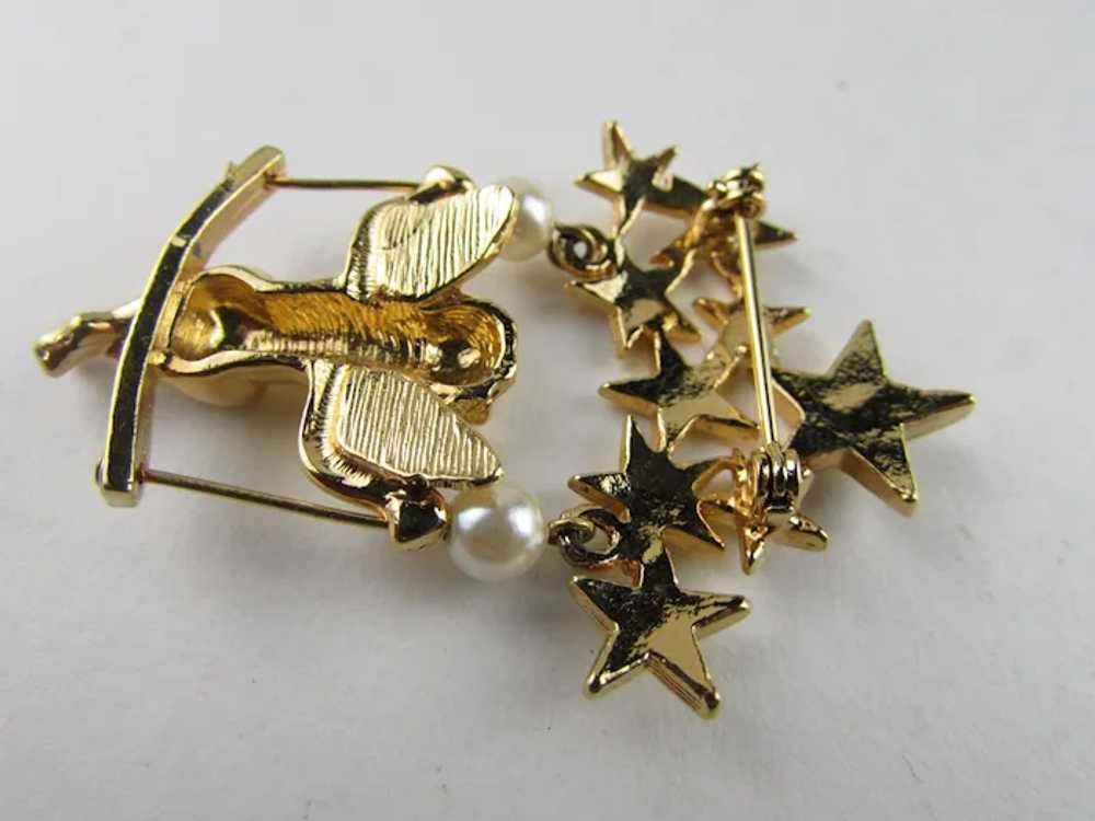 Cherub in Gold Tone Swinging On a Group of Stars - image 11