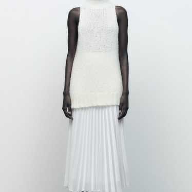 Zara Women White Pleated Skirt Size S NEW - image 1