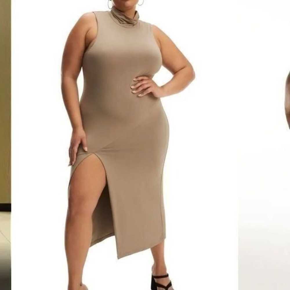NEW Good American Tan Sleeveless Midi Dress| Size… - image 2
