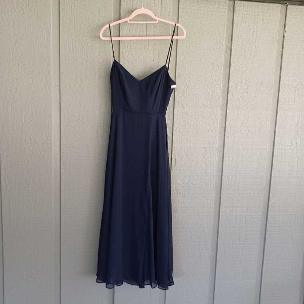 After Six Chiffon Bridesmaid Dress Size 4 In Midn… - image 2