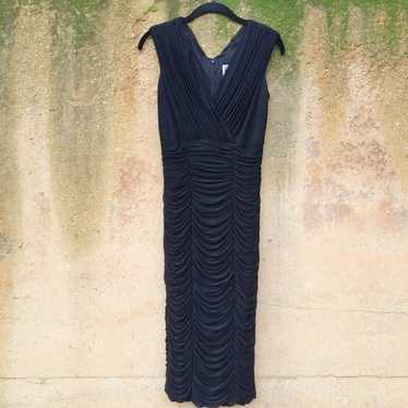 Vintage Tadashi Black Ruched Bodycon Dress S - image 1