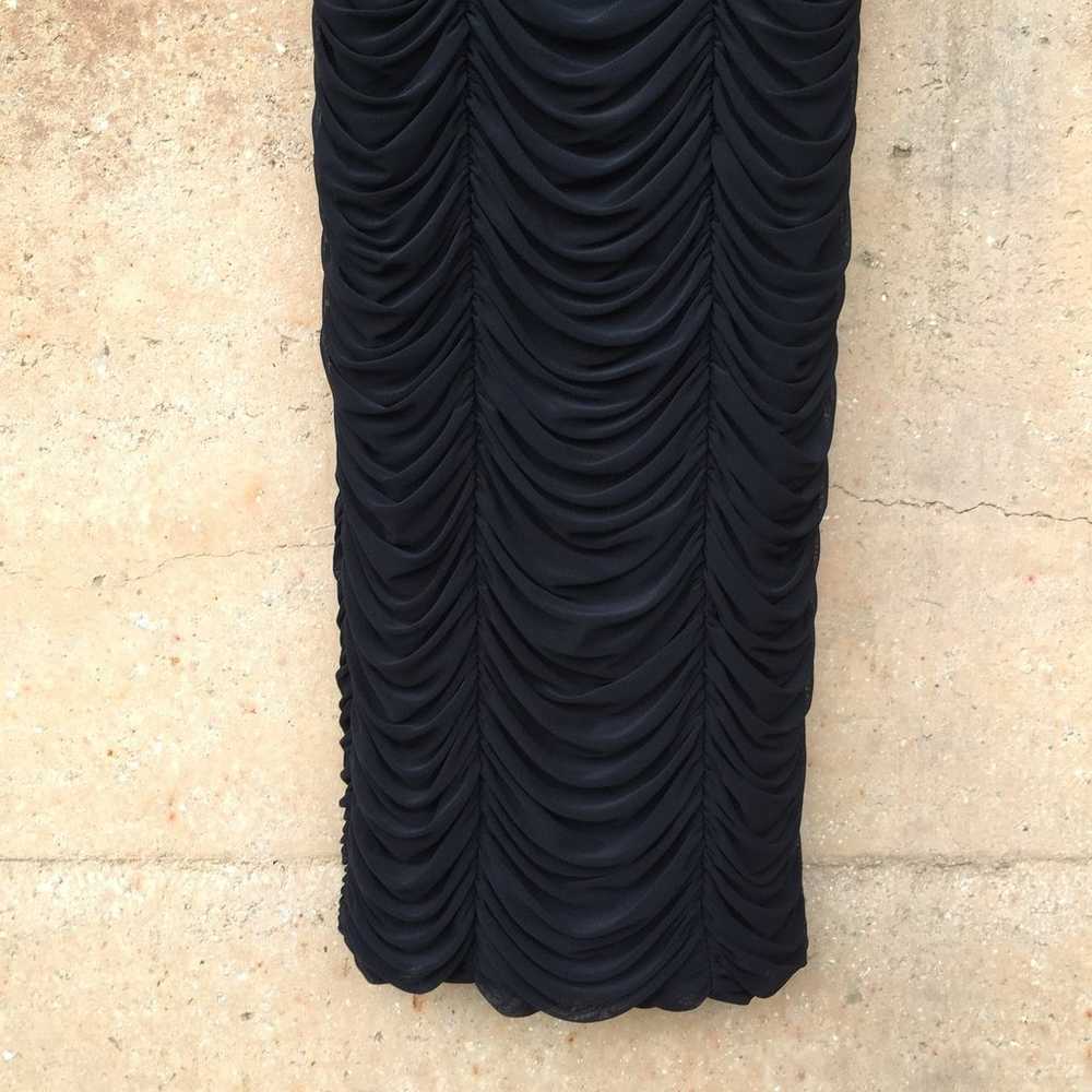 Vintage Tadashi Black Ruched Bodycon Dress S - image 5