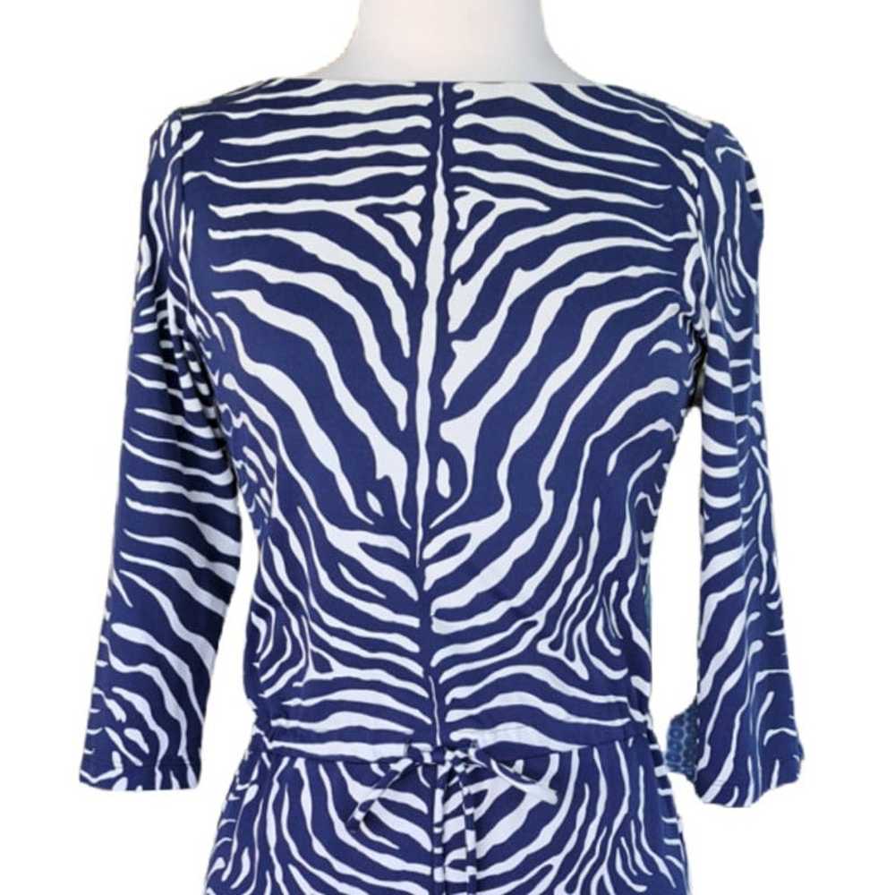 J. McLaughlin Marianne Dress Blue White Zebra Pri… - image 10