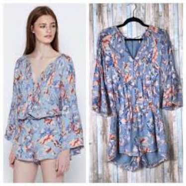 Joie Women’s Silk Blue Floral Romper Size Small - image 1