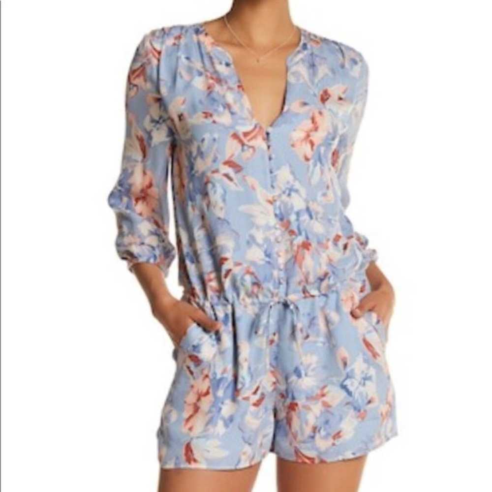 Joie Women’s Silk Blue Floral Romper Size Small - image 2