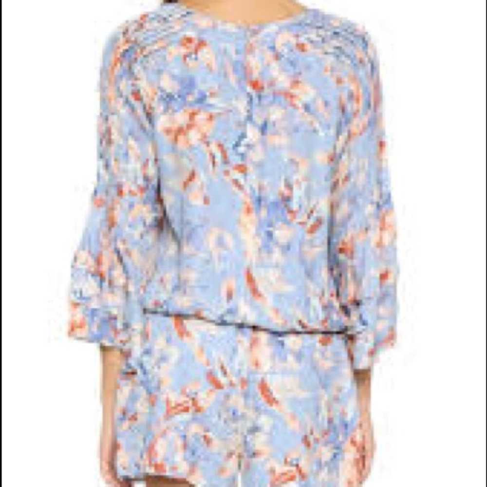 Joie Women’s Silk Blue Floral Romper Size Small - image 3