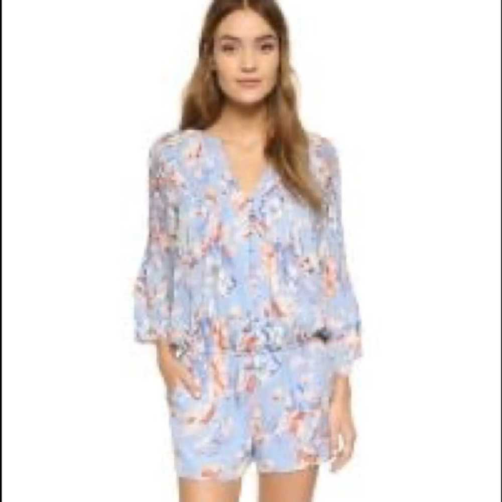 Joie Women’s Silk Blue Floral Romper Size Small - image 4