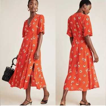 FAITHFUL THE BRAND l Orange Floral Wrap Dress by A