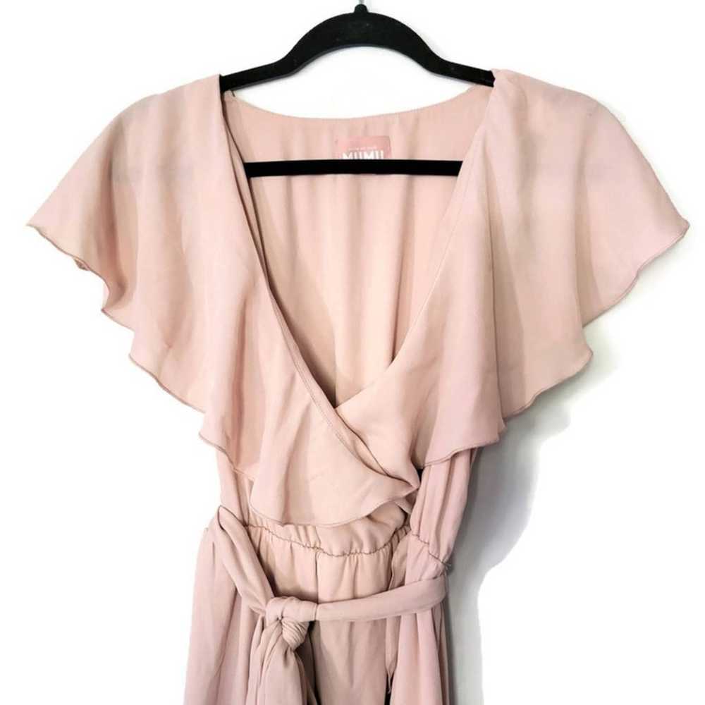 Jess Ruffle Midi Dress by MUMU, Size Medium, Neut… - image 4