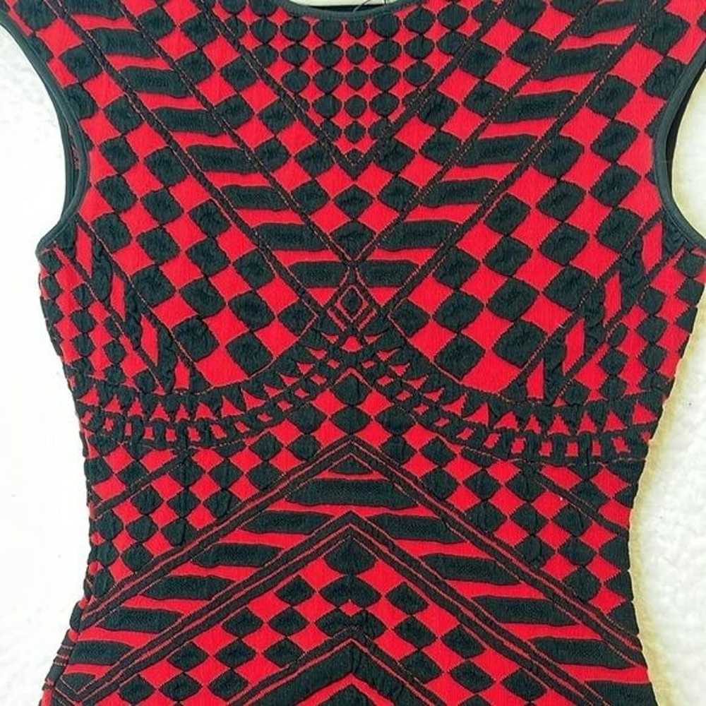 RVN Womens Red Black Sleeveless Geometric Sheath … - image 5
