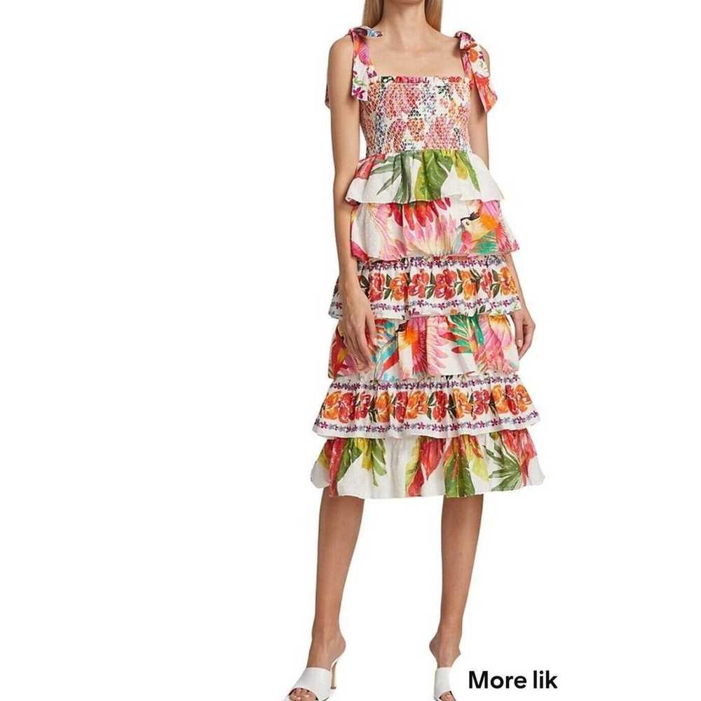 Farm Rio Mixed White Prints Layered Dress Tropica… - image 4