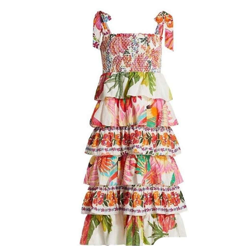 Farm Rio Mixed White Prints Layered Dress Tropica… - image 5