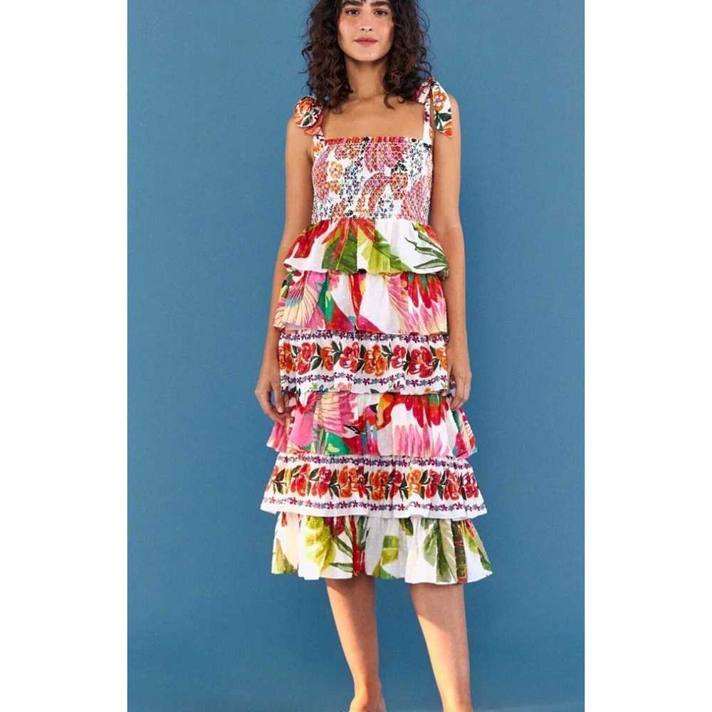 Farm Rio Mixed White Prints Layered Dress Tropica… - image 7