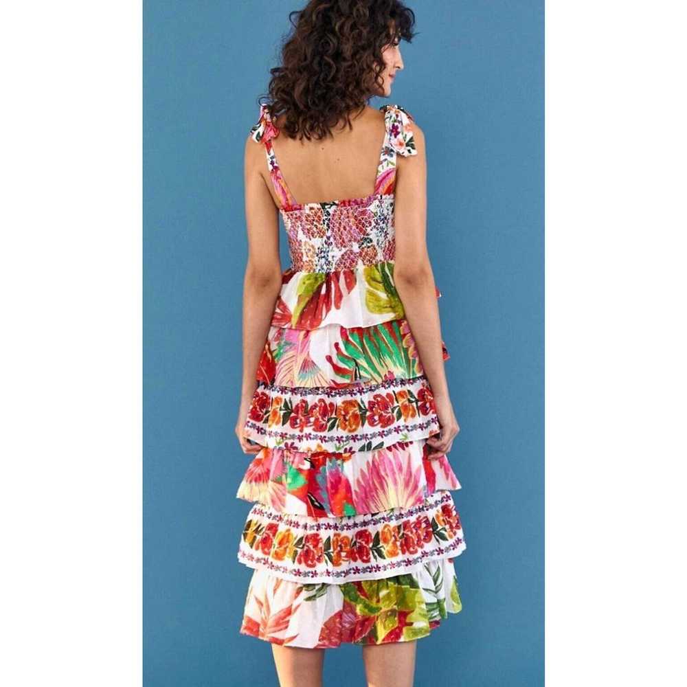 Farm Rio Mixed White Prints Layered Dress Tropica… - image 8