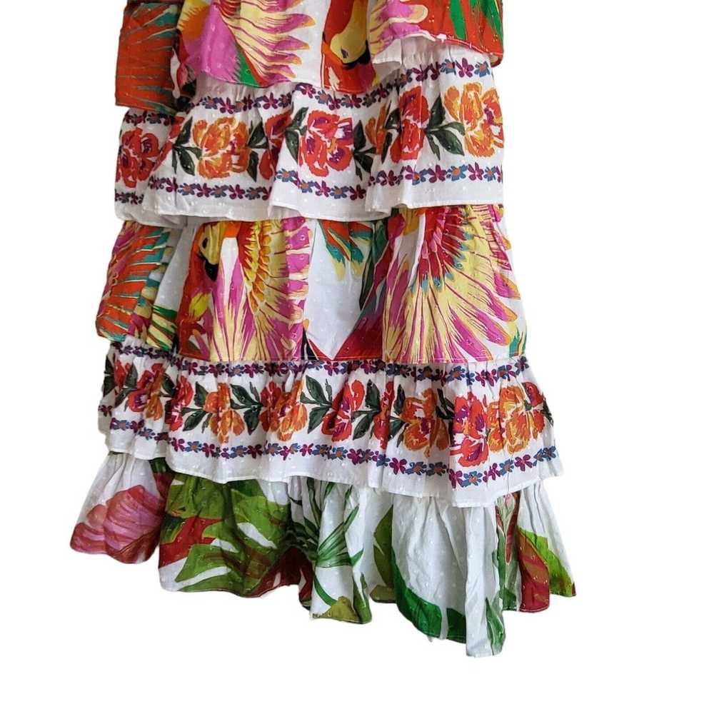 Farm Rio Mixed White Prints Layered Dress Tropica… - image 9