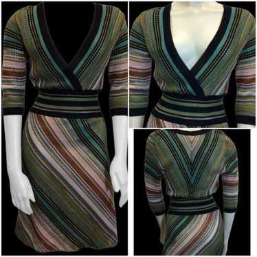 Missoni Multicolor Striped Perforated Knit V-Neck 
