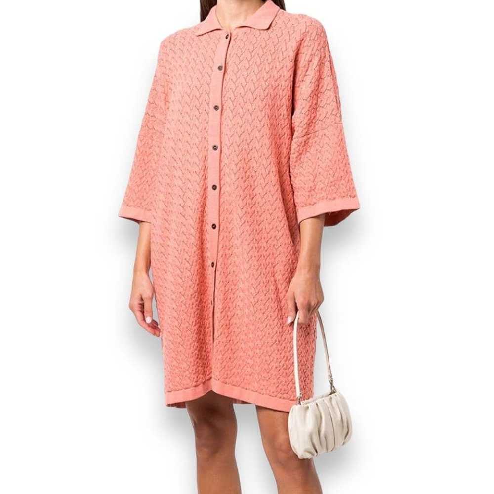I Love Mr. Mittens coral button Lace shirt Dress - image 1