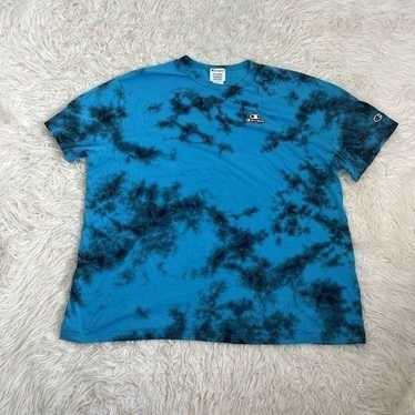 Champion Teal Galaxy Dye T-Shirt Tie Dye Embroider