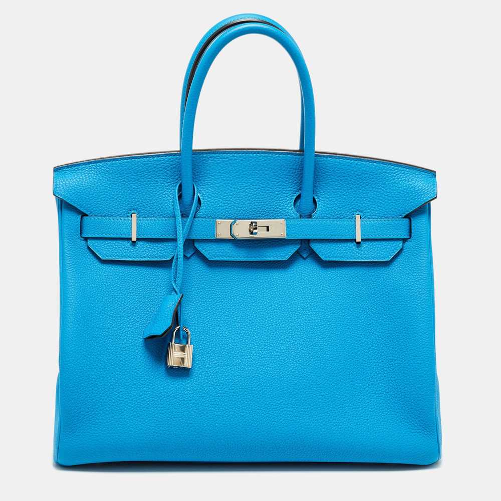 Hermes Bleu Zanzibar/Malachite Togo Leather Palla… - image 1