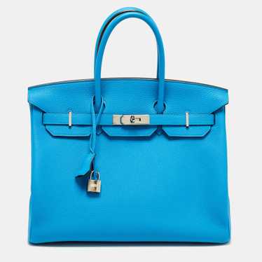 Hermes Bleu Zanzibar/Malachite Togo Leather Palla… - image 1