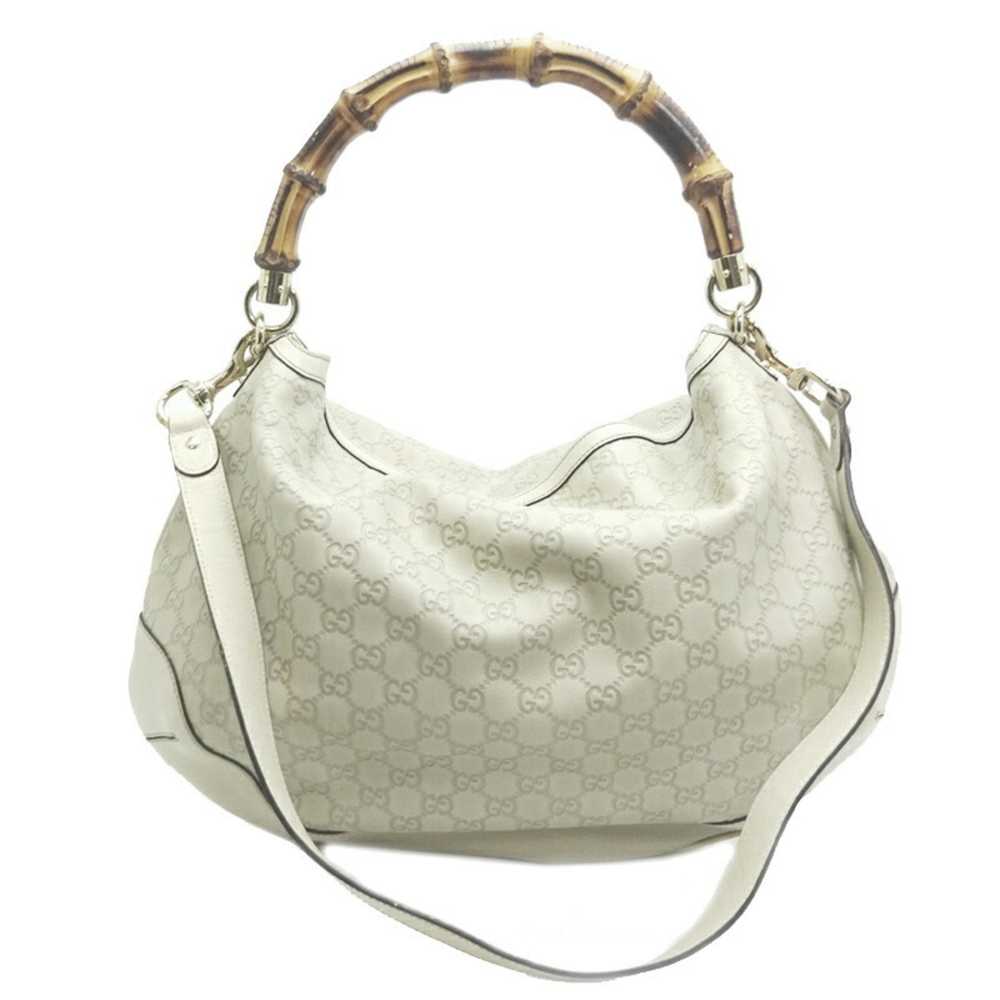 GUCCI Bamboo 2-Way Tote Women's Handbag 169976 Le… - image 1