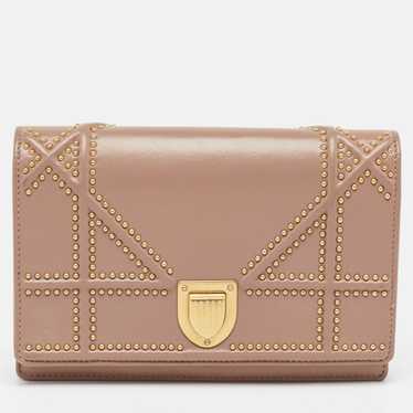 DIOR Pink Leather Studded ama Wallet on Chain - image 1