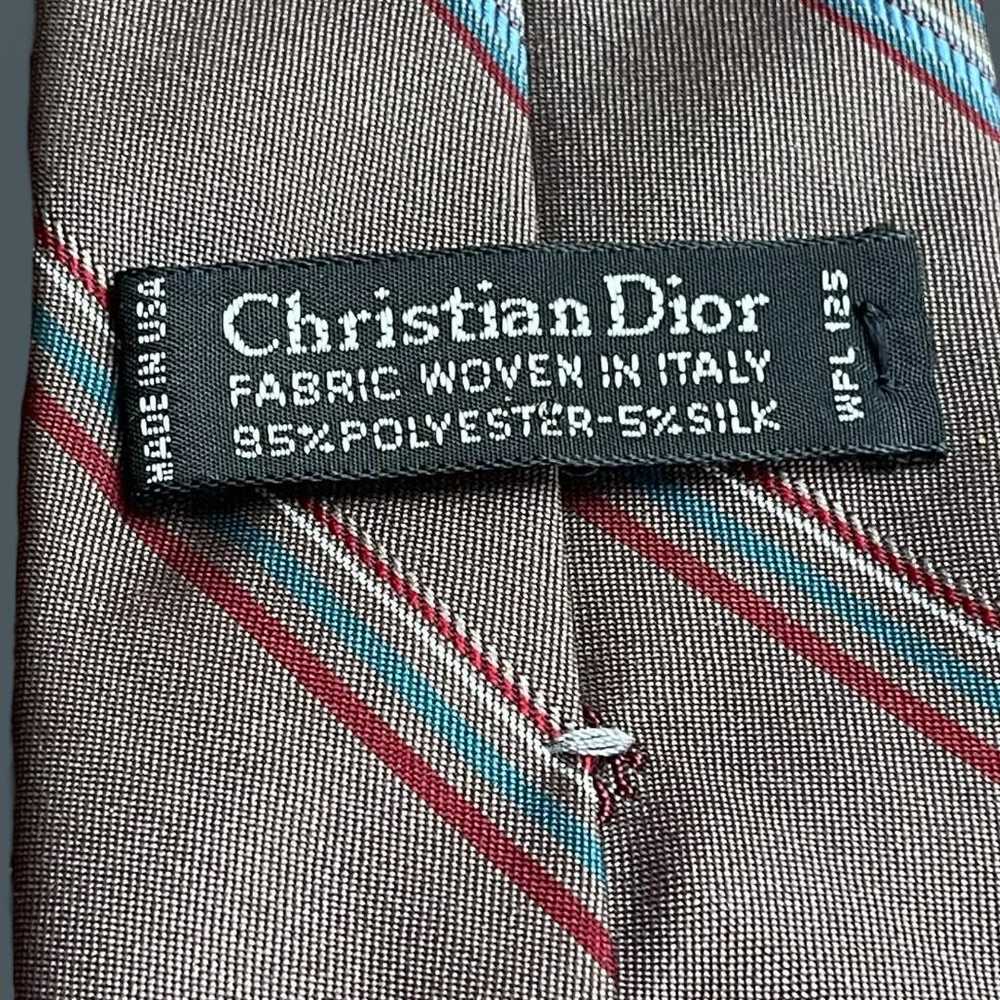 Dior Christian Dior Repp tie Brown Blue White Red… - image 10