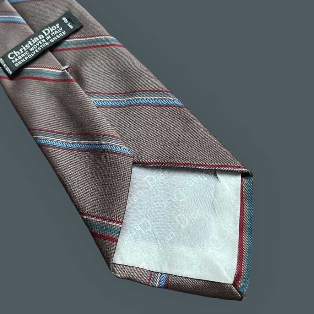 Dior Christian Dior Repp tie Brown Blue White Red… - image 4