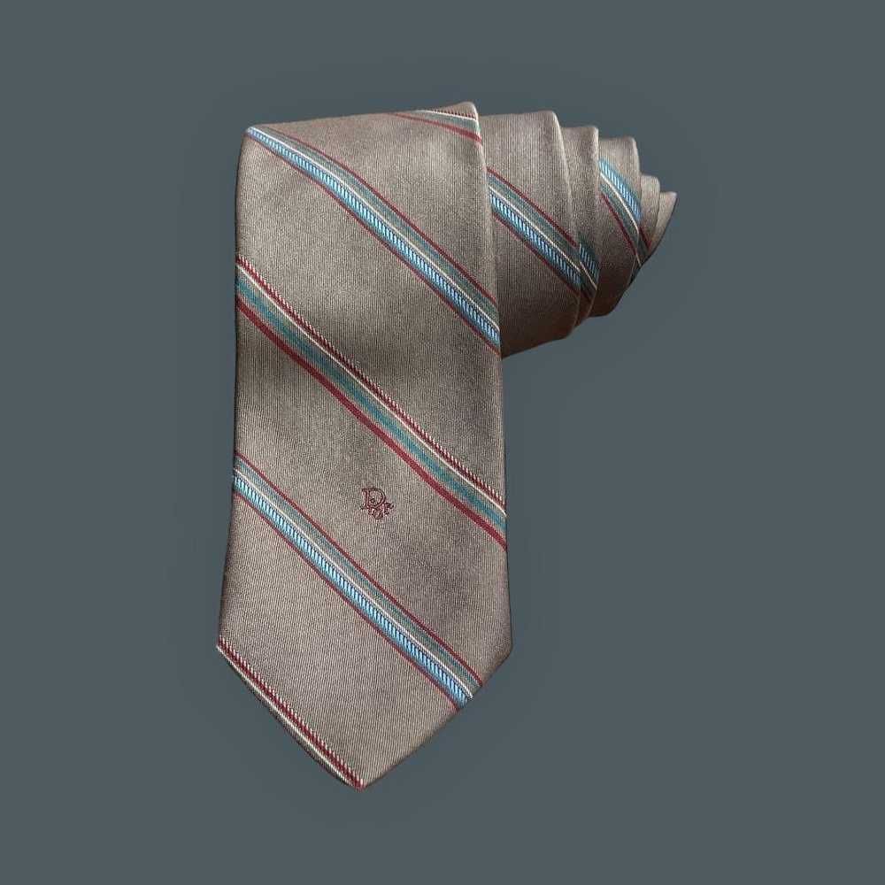 Dior Christian Dior Repp tie Brown Blue White Red… - image 5