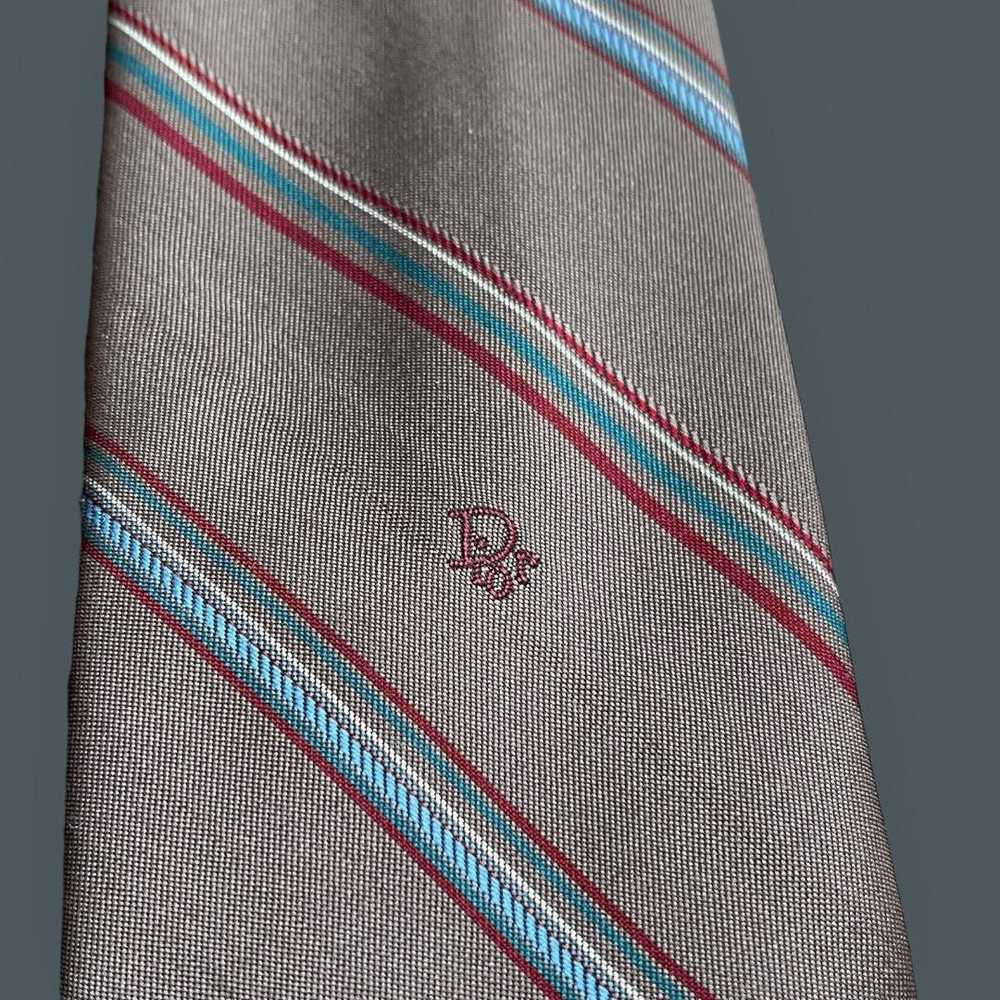 Dior Christian Dior Repp tie Brown Blue White Red… - image 6