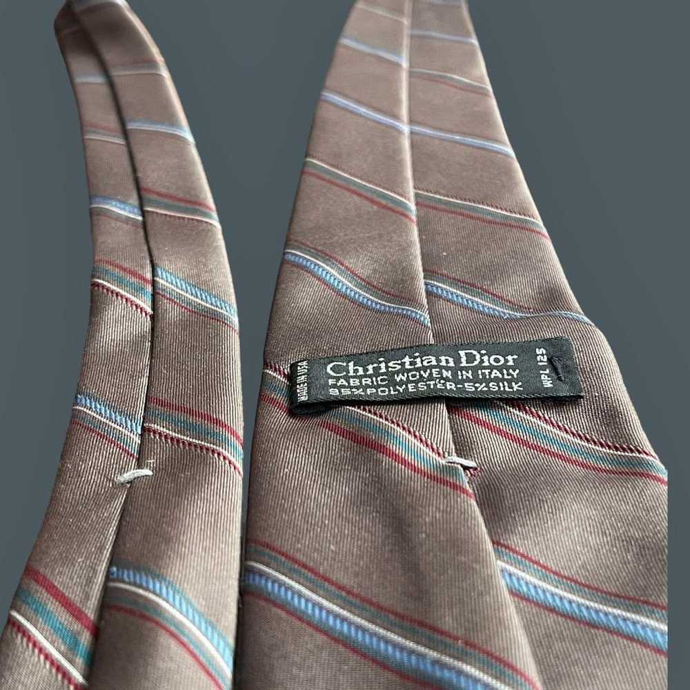 Dior Christian Dior Repp tie Brown Blue White Red… - image 8