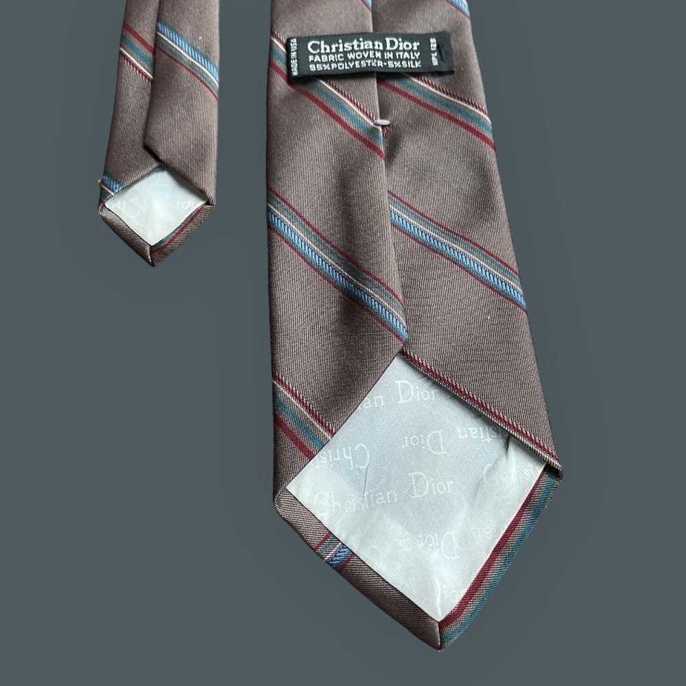 Dior Christian Dior Repp tie Brown Blue White Red… - image 9