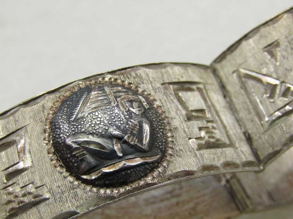 Vintage Sterling Mexican Pictorial Link Bracelet,… - image 6