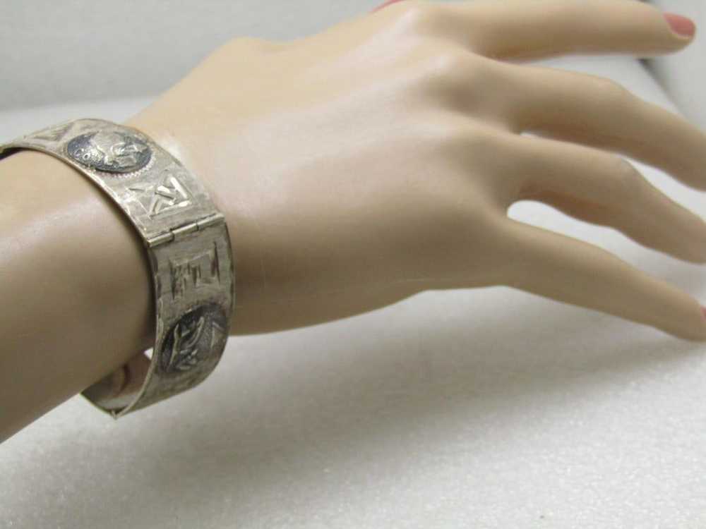 Vintage Sterling Mexican Pictorial Link Bracelet,… - image 9