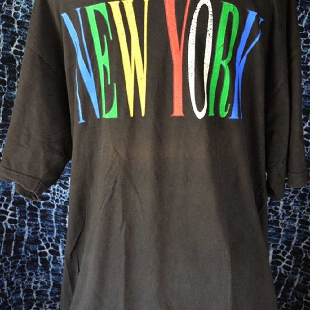 Vintage Men T-Shirt   NEW YORK Printed Multicolor… - image 3