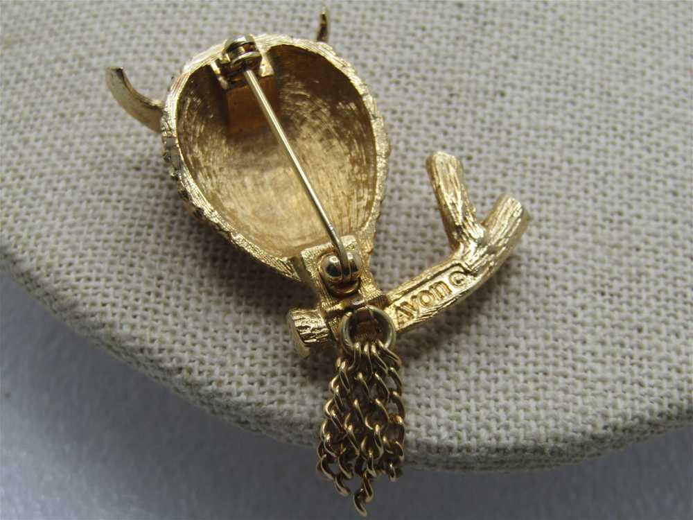 Vintage "Wise Guy" Owl Brooch, on Branch, Avon, 1… - image 4