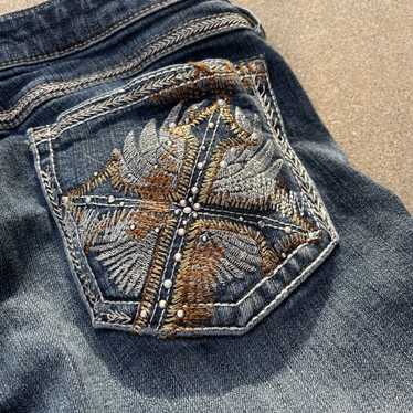 Wrangler rhinestone flared low rise jeans
