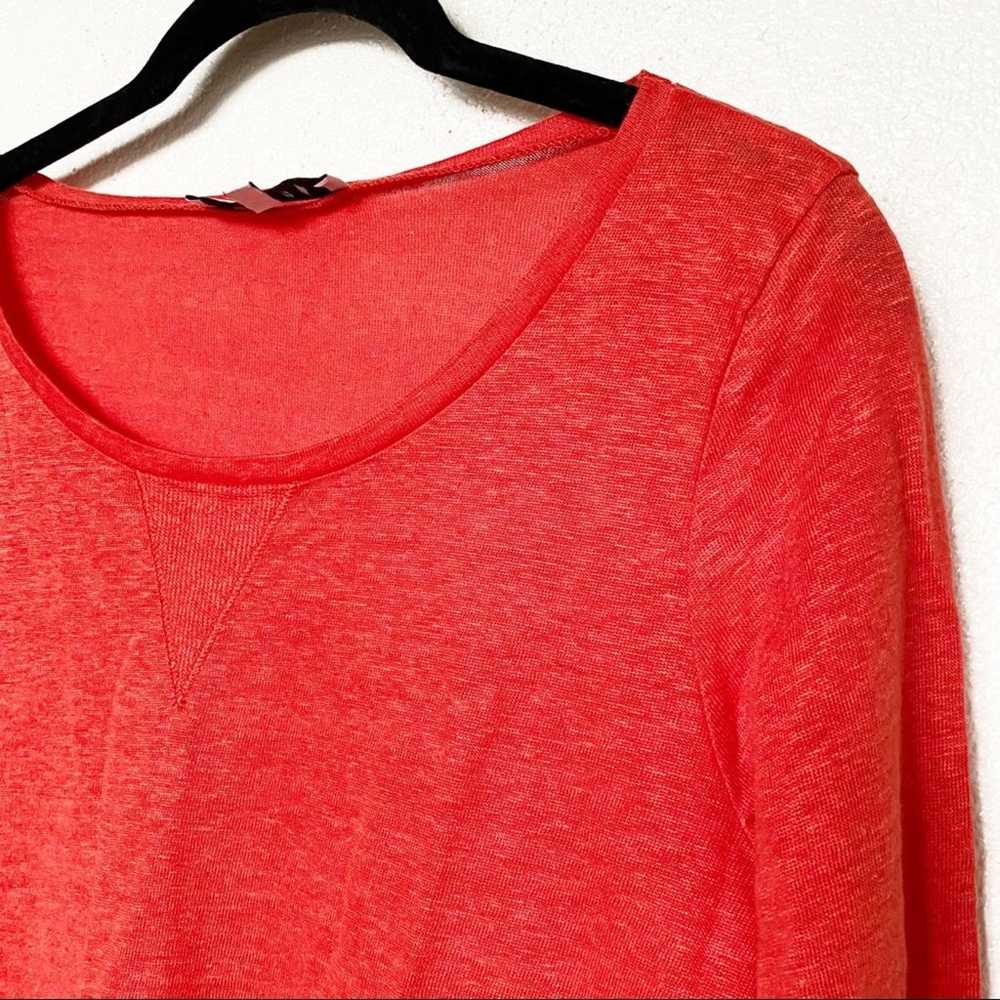 Sandro Linen 3/4 Sleeve Knit Warm Red Top Size Sm… - image 2
